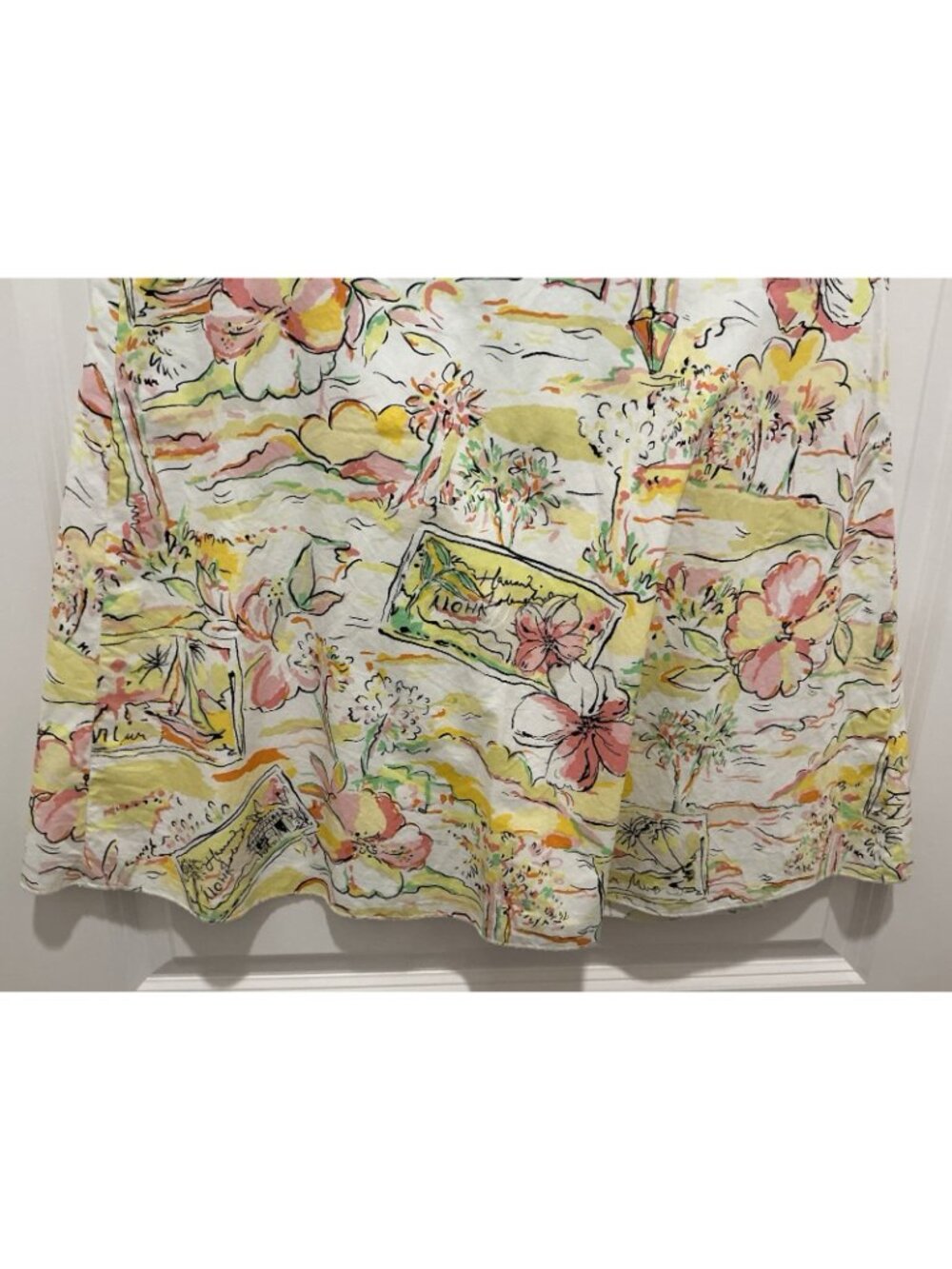Express Skirt Size 6 Hawaiian Print White Yellow Pink Green A Line - Picture 3 of 9
